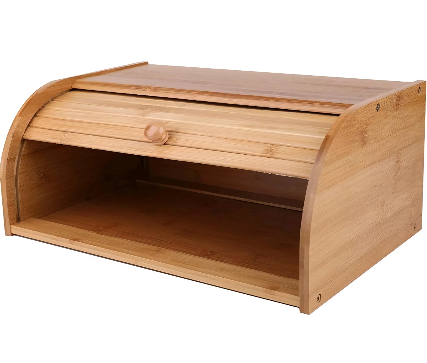 Bamboo Bread Box, Large Natural Roll Wood Bread Box NEW - photo 2