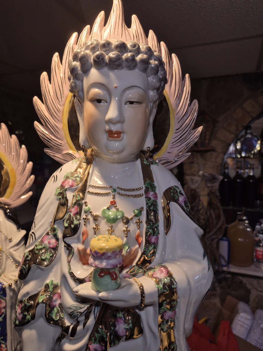 Ceramic Guanyin Statue with Lotus Base - photo 2