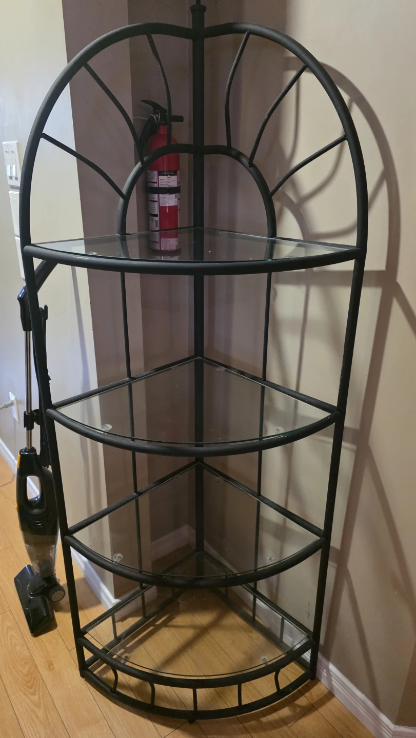 Metal Corner Shelf Unit with Glass Shelves