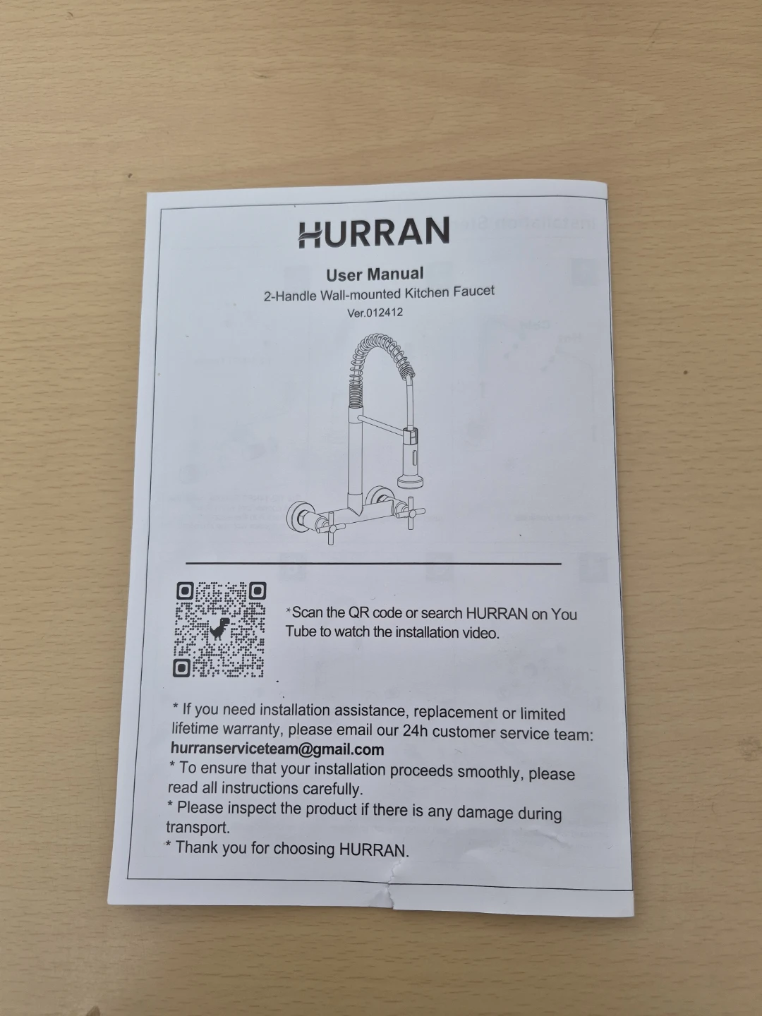 HURRAN 2-Handle Wall-mounted Kitchen Faucet - photo 4