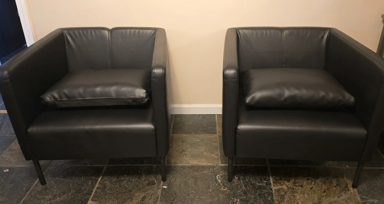Black Faux Leather Armchairs (Set of 2) ikea