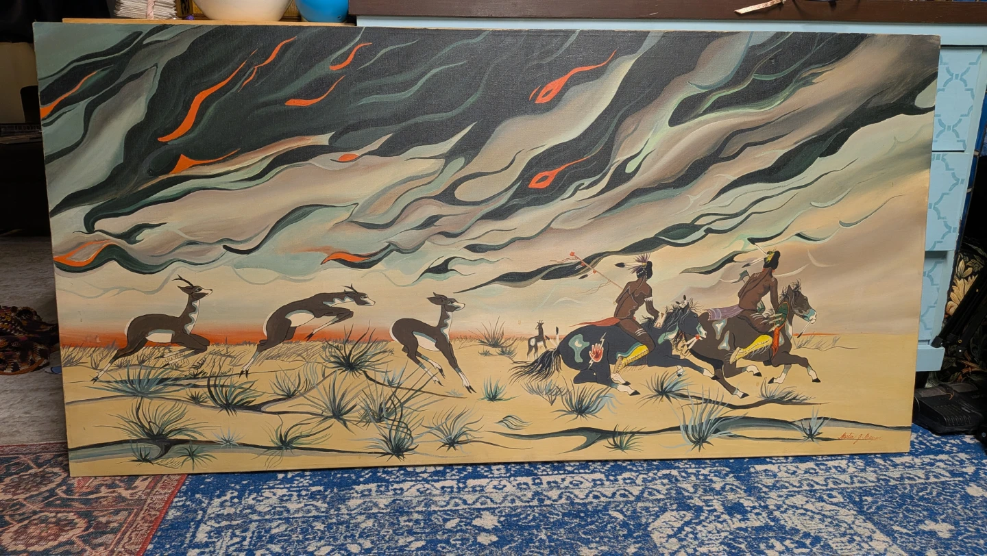 Large Native American Studio/Flatstyle Painting - photo 2
