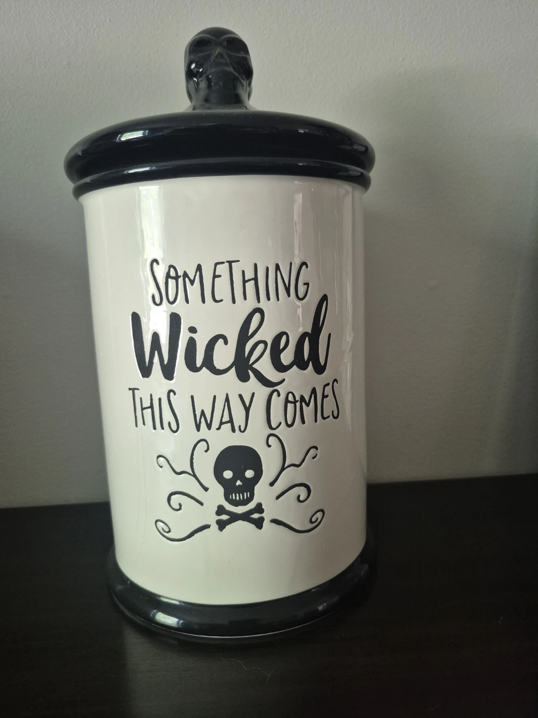 Halloween Ceramic Jar "Something Wicked This Way Comes"