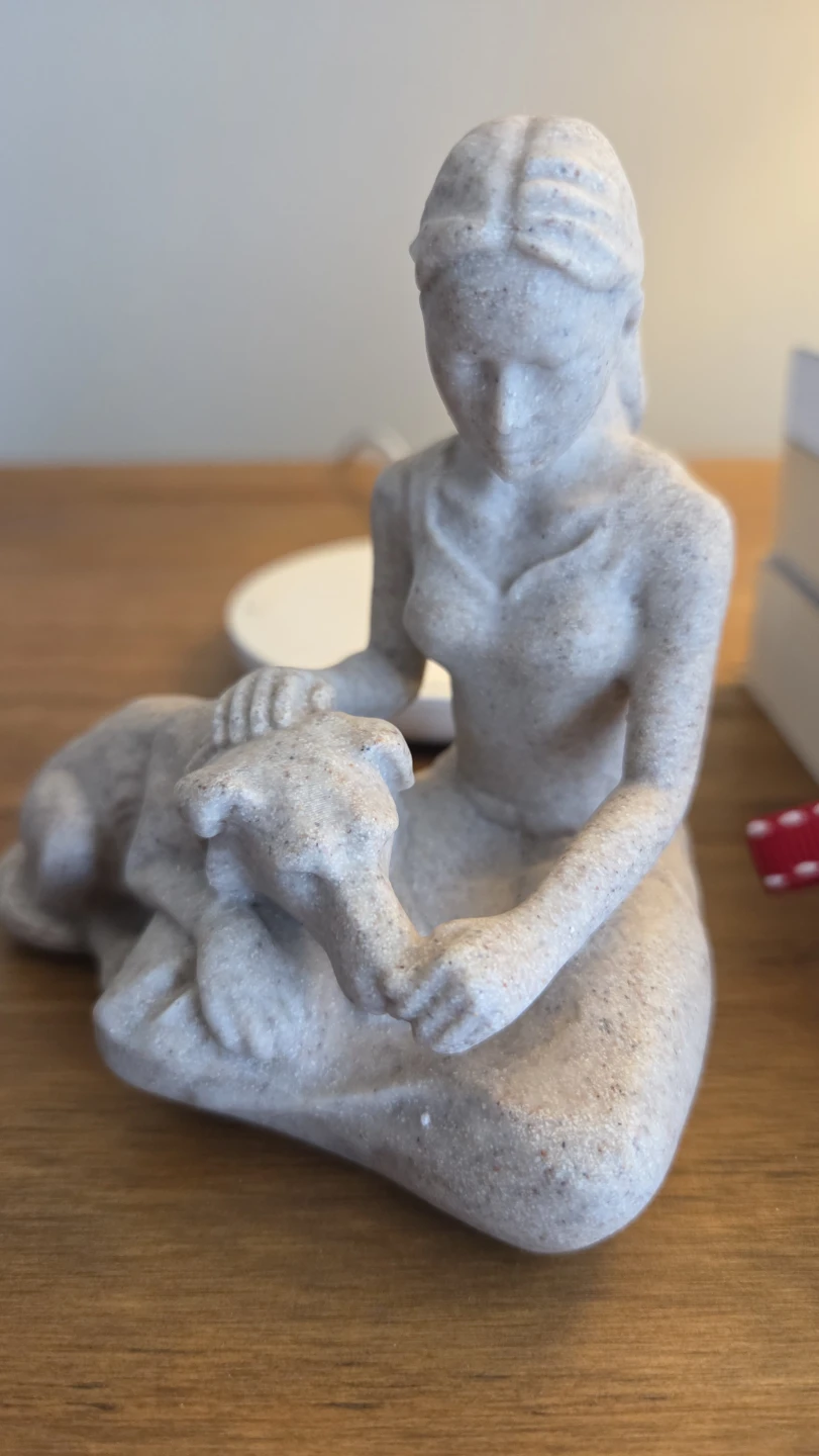 Woman & Dog Stone-Finish Resin Sculpture *new - photo 2