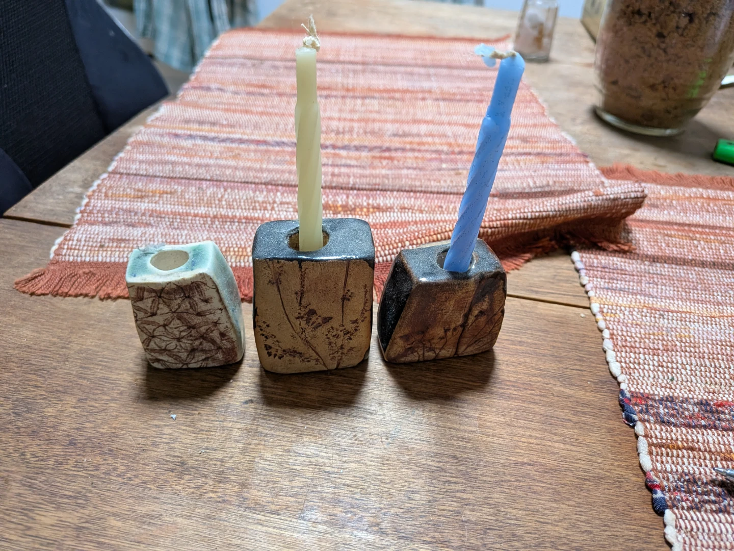 Set of 3 Ceramic Candlesticks