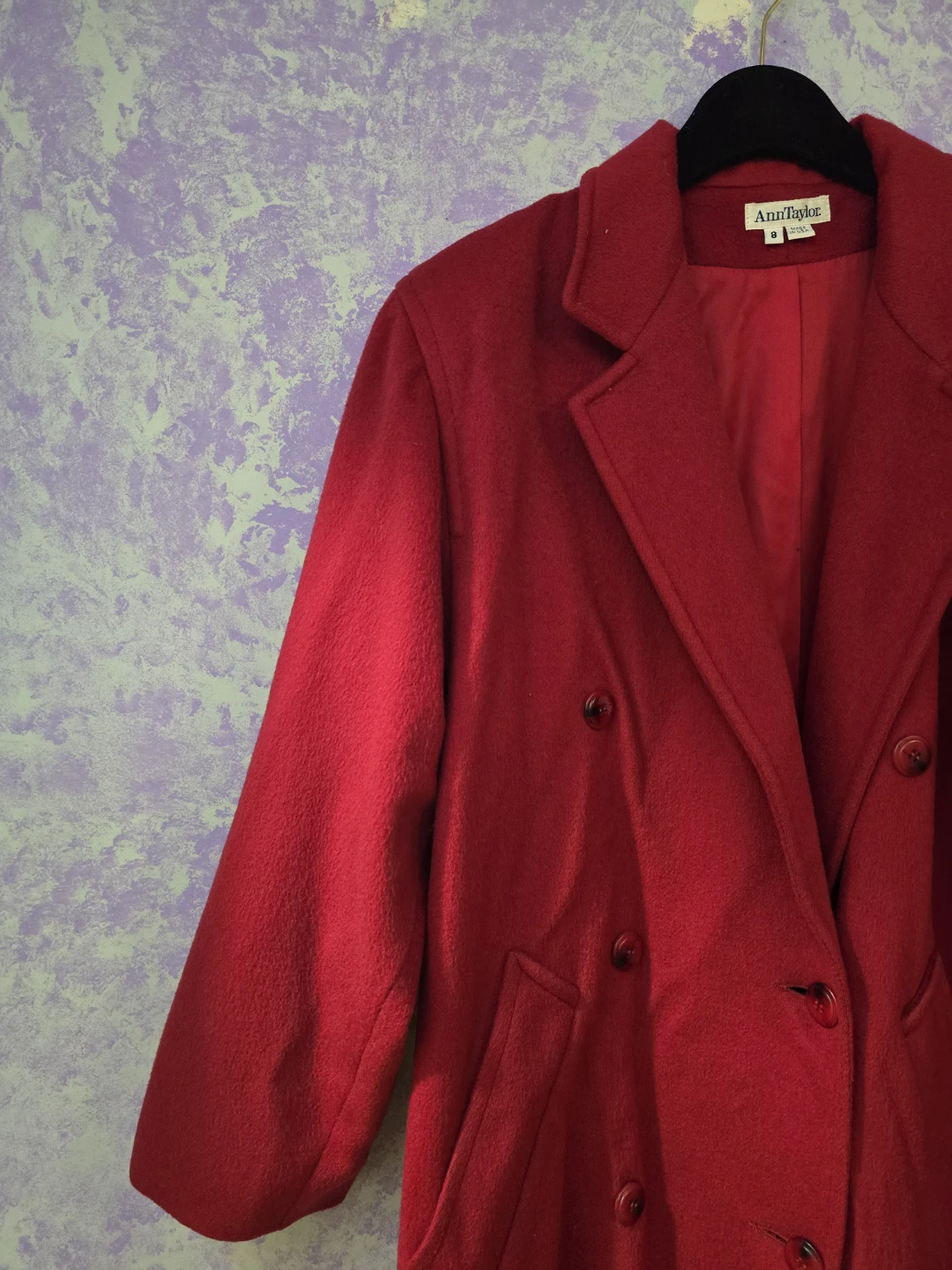 Ann Taylor Red Double-Breasted Wool Blend Coat Size 8 - photo 3