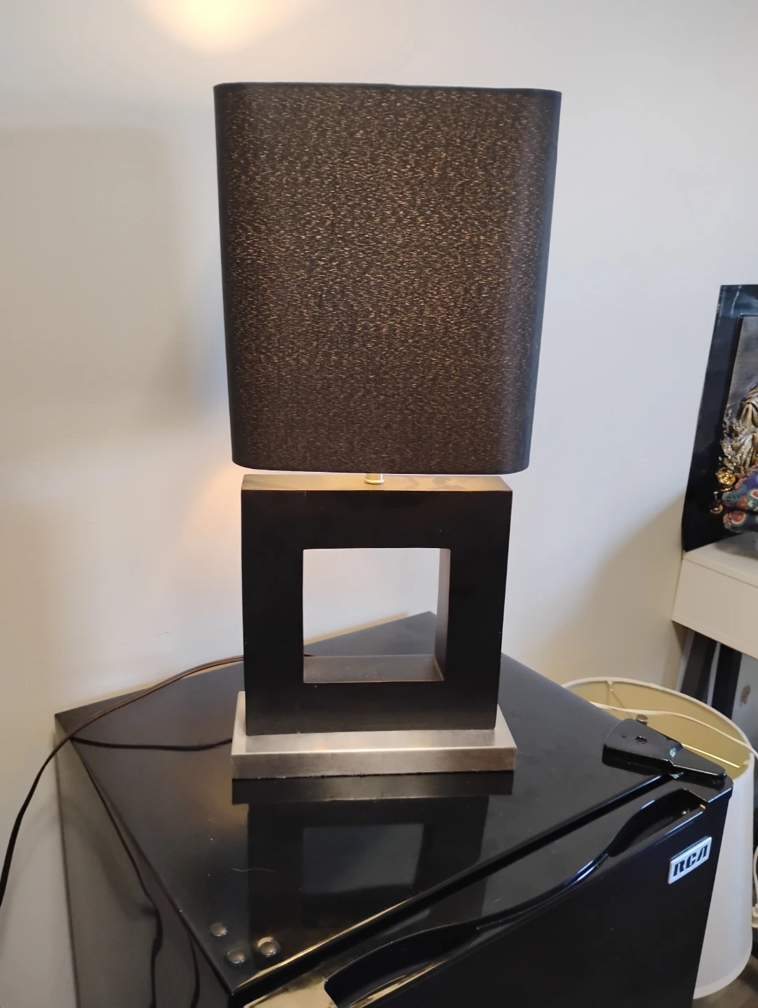 Modern Square Table Lamp with Black Shade
