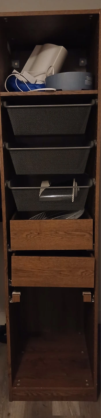 Wooden Drawer and Mesh Bin Storage Unit