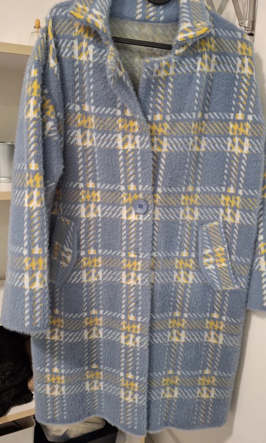 Blue Plaid Fuzzy Cardigan Jacket - photo 3