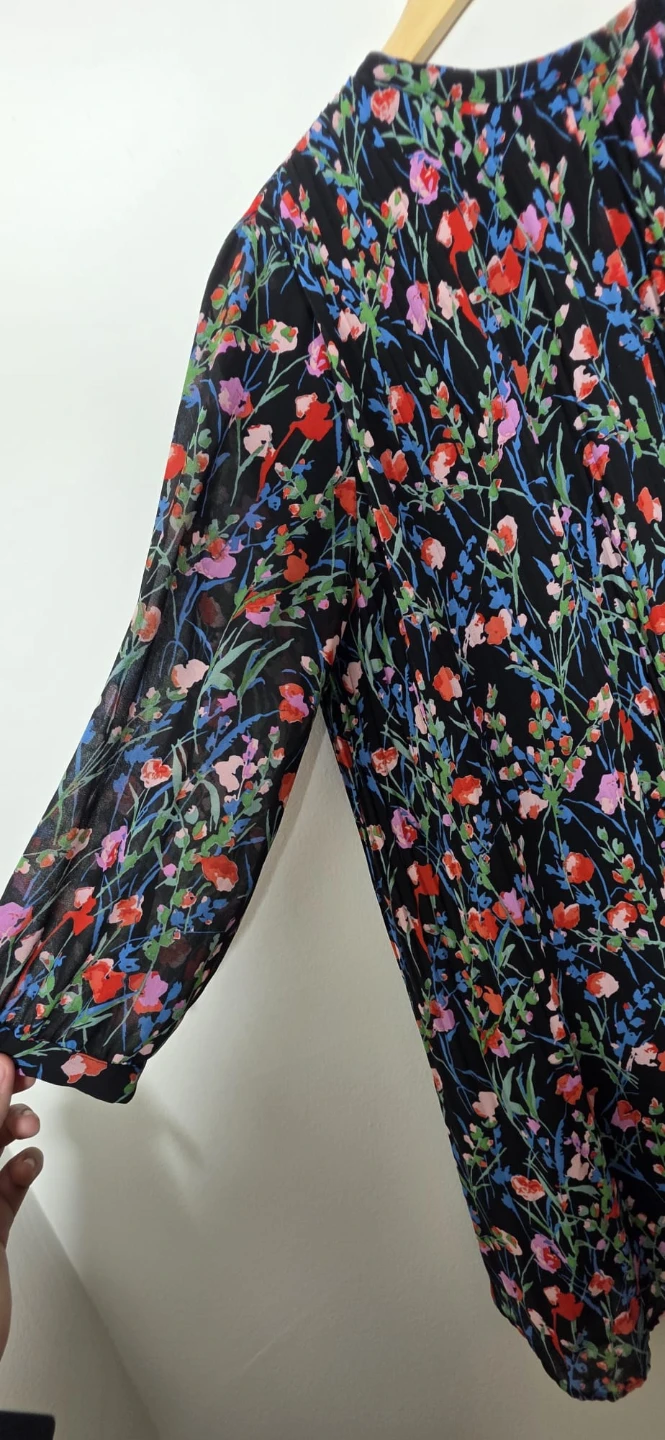 ZARA Black Floral Pleated Blouse - photo 3
