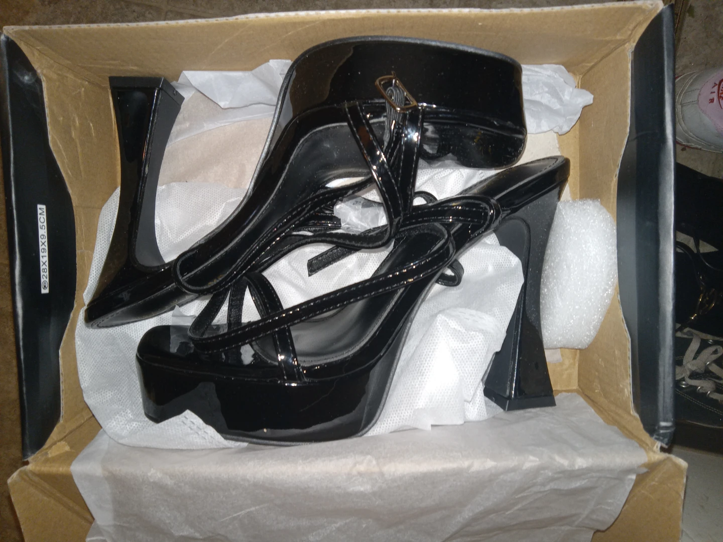 Black PU Platform Heels Size 8