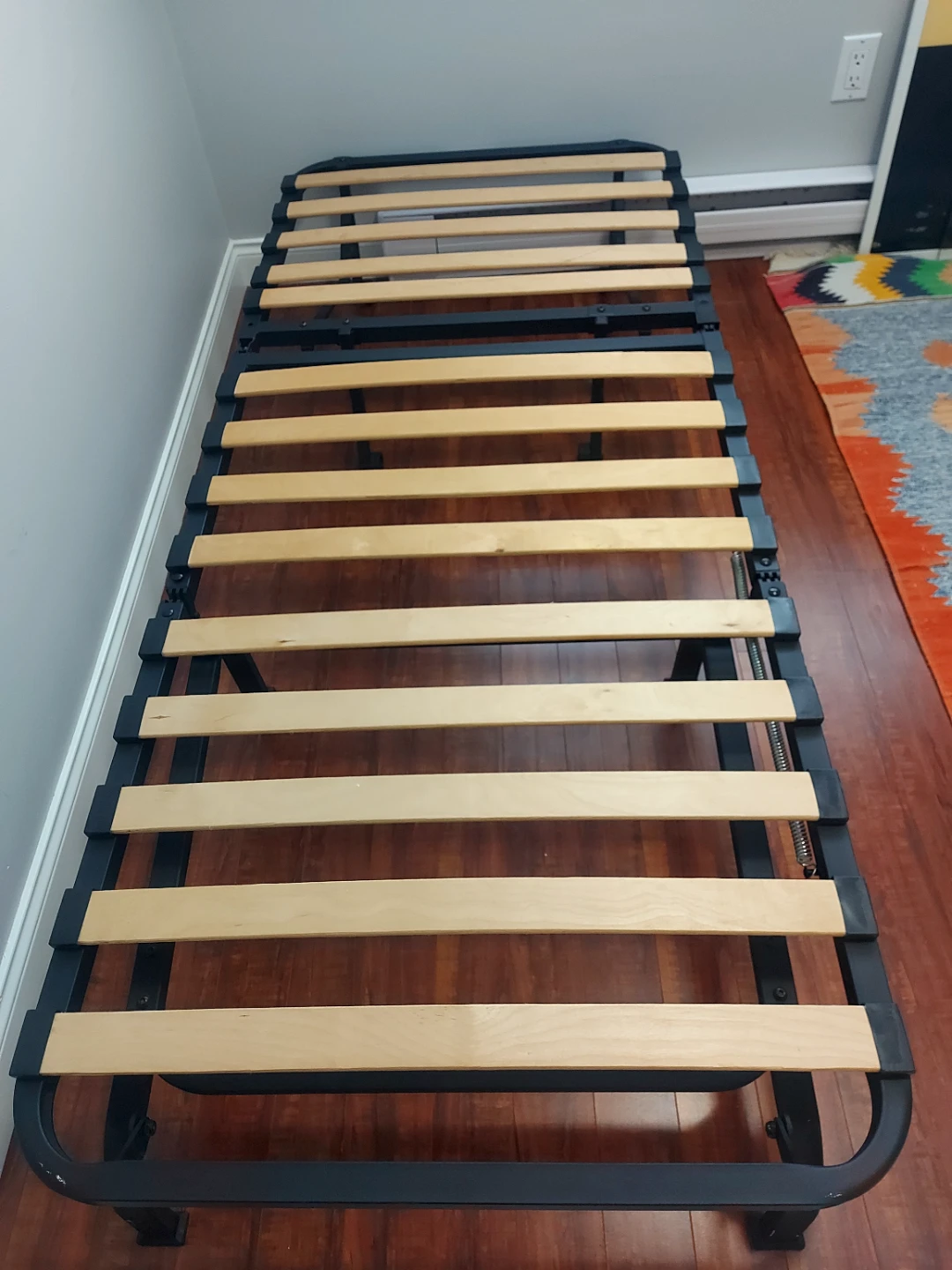 Folding Bed Frame with Wooden Slats