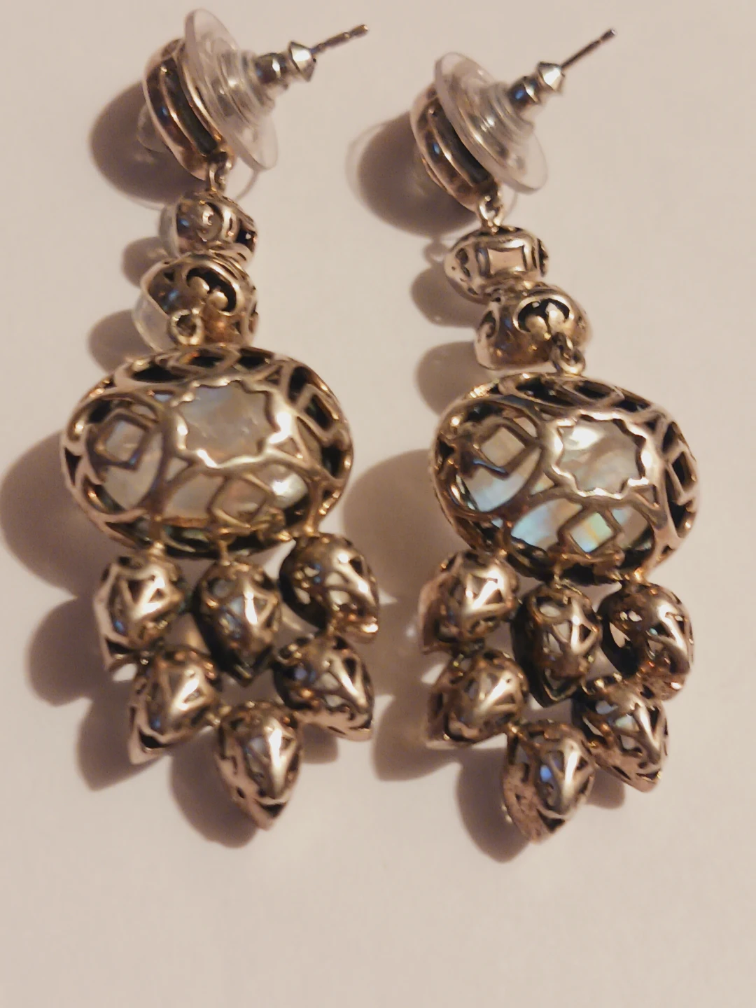 Stunning Sterling Silver 925 Moonstone Dangle Earrings - photo 4