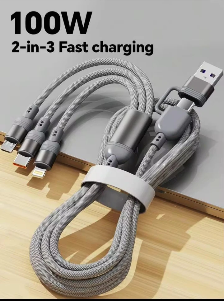 100W 2-in-3 Fast Charging Data Cable