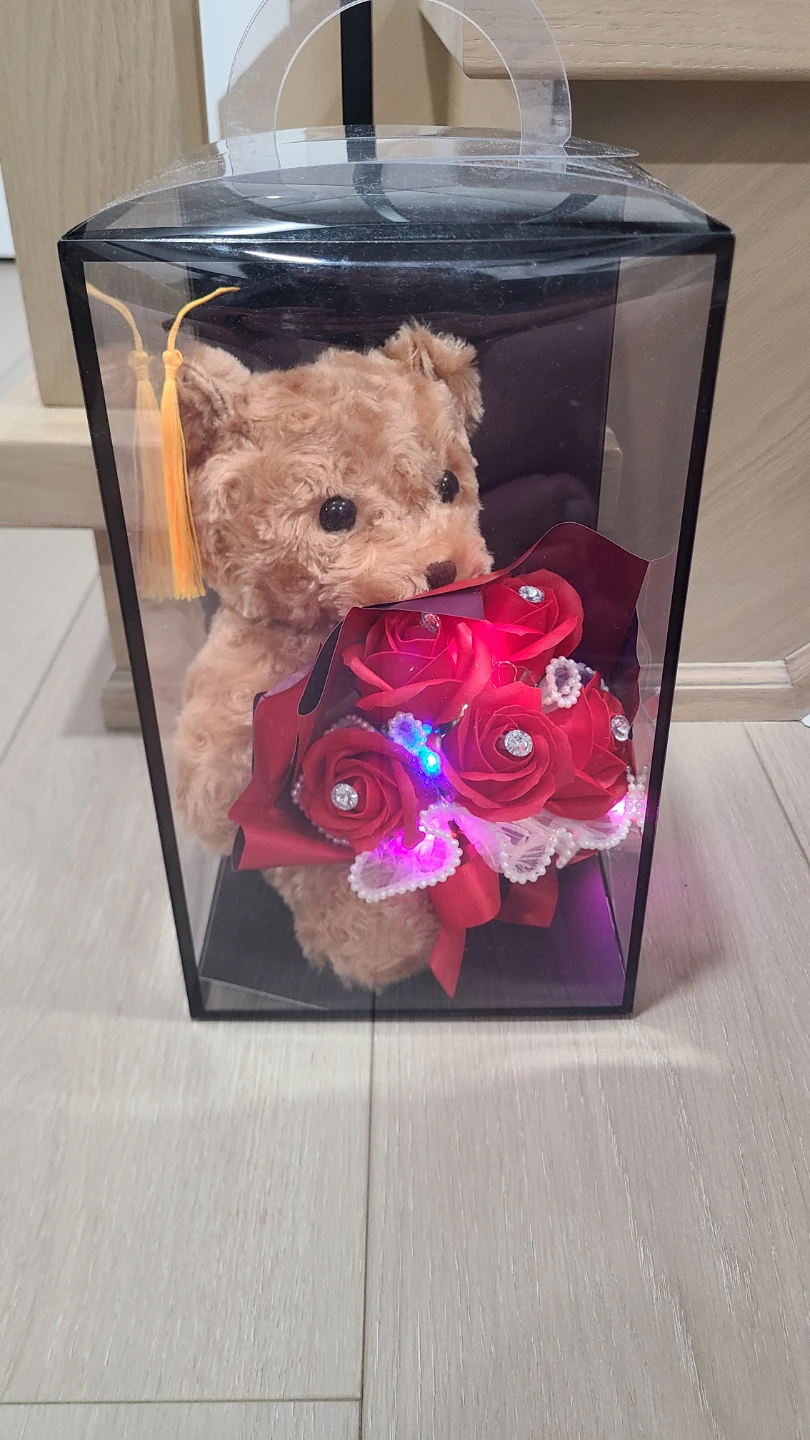 Graduation Teddy Bear with LED Rose Bouquet - photo 2