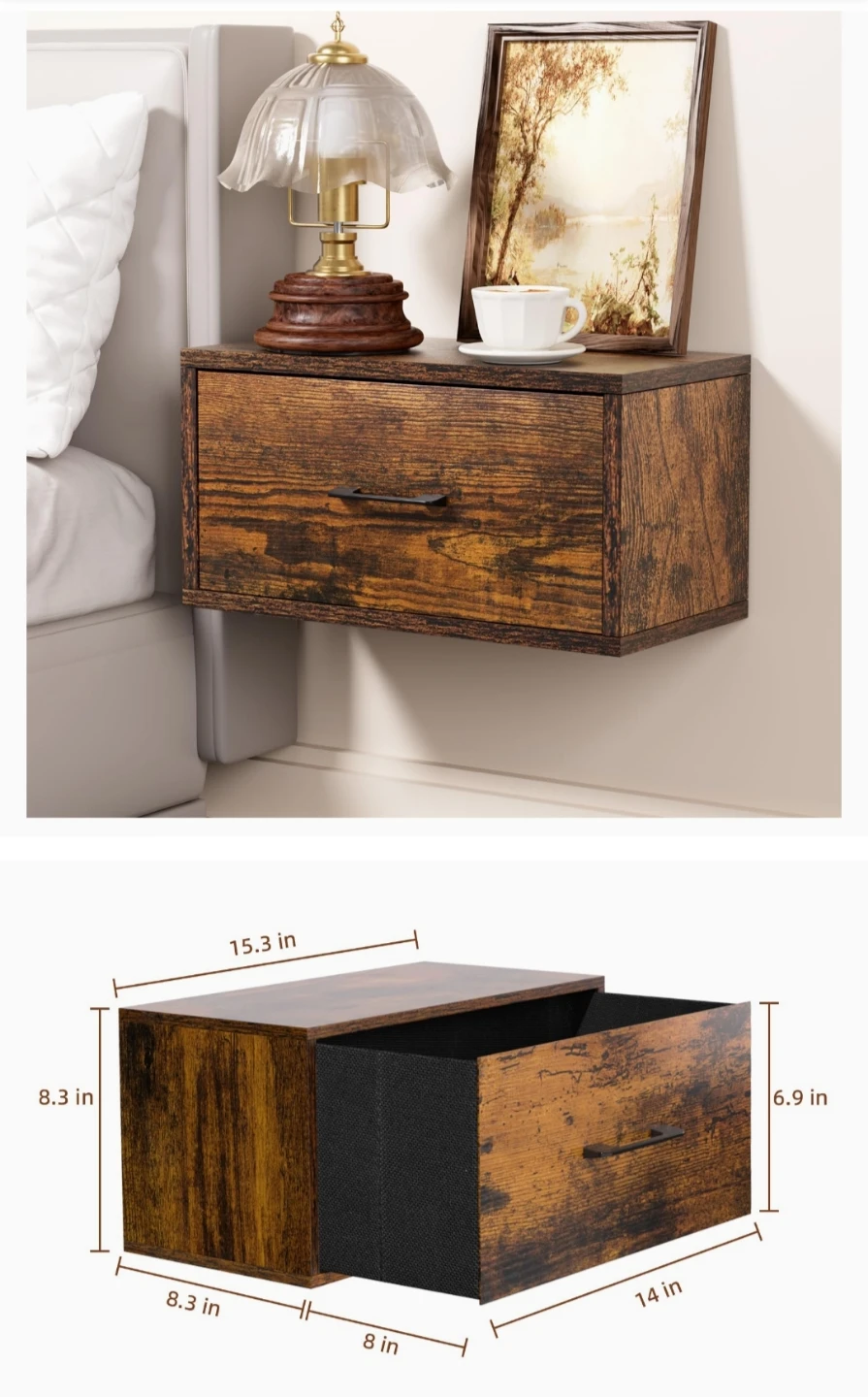BNIB Floating Nightstand with Drawer - photo 4