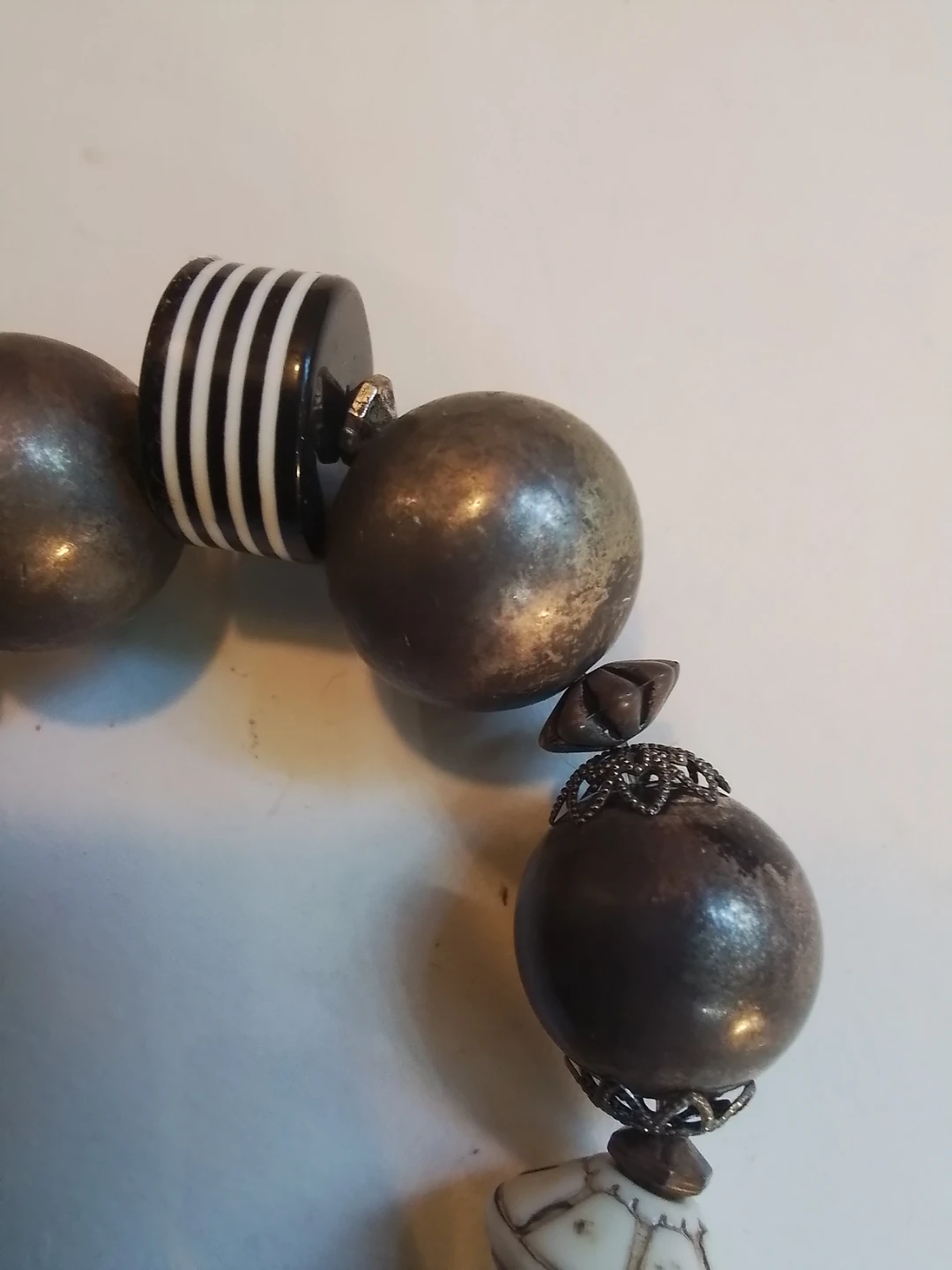 Vintage 1980s Artisan Chunky Mixed-Media Statement Bracelet - photo 2