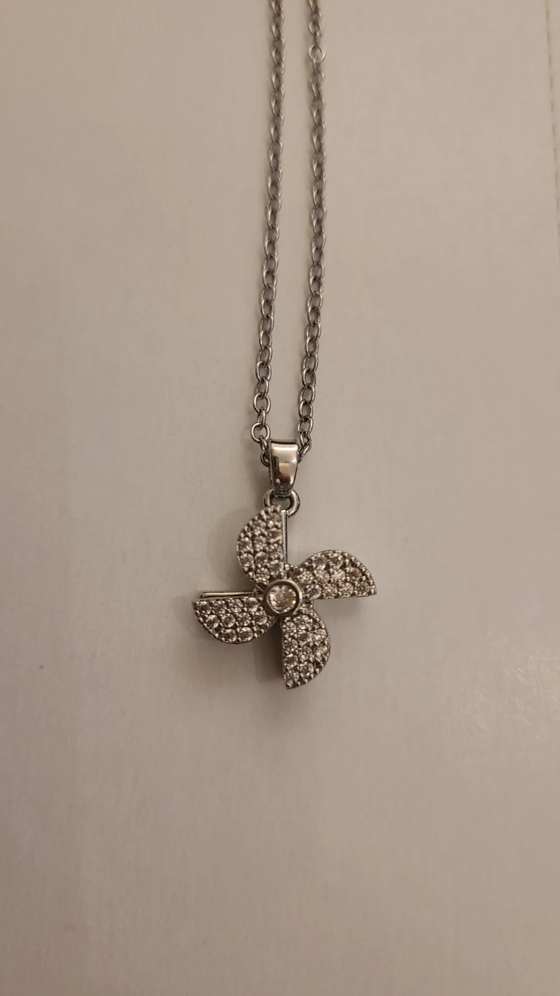 Fidget Spinner Sparkly Pinwheel Pendant Necklace - photo 3
