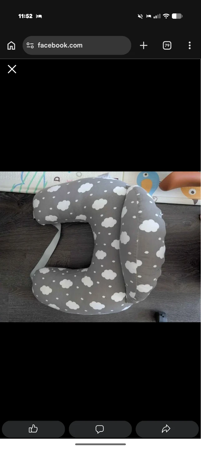 Grey Cloud Print Nursing Pillow
