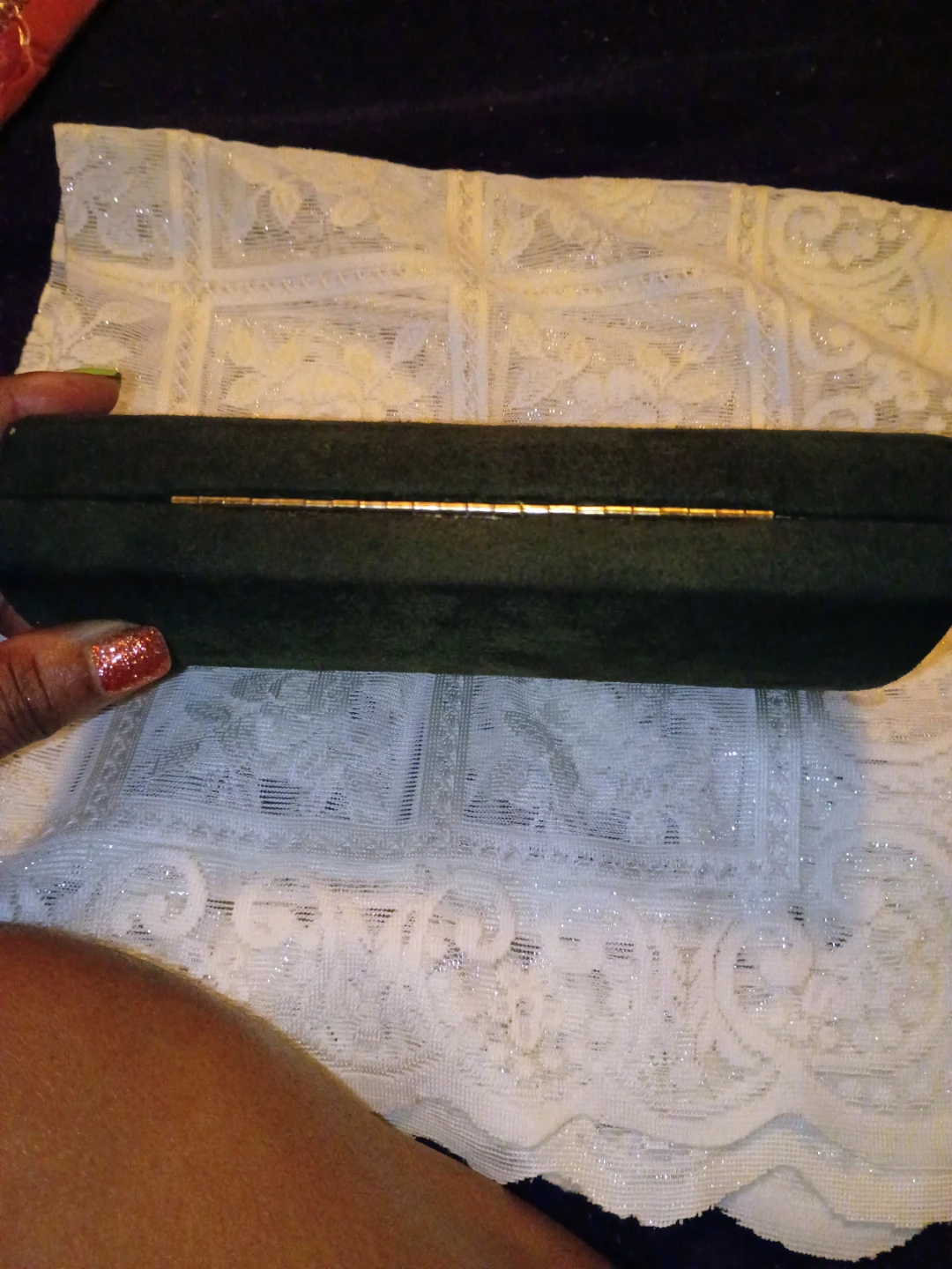 Dark Green Clutch Purse with Gold Clasp - photo 5