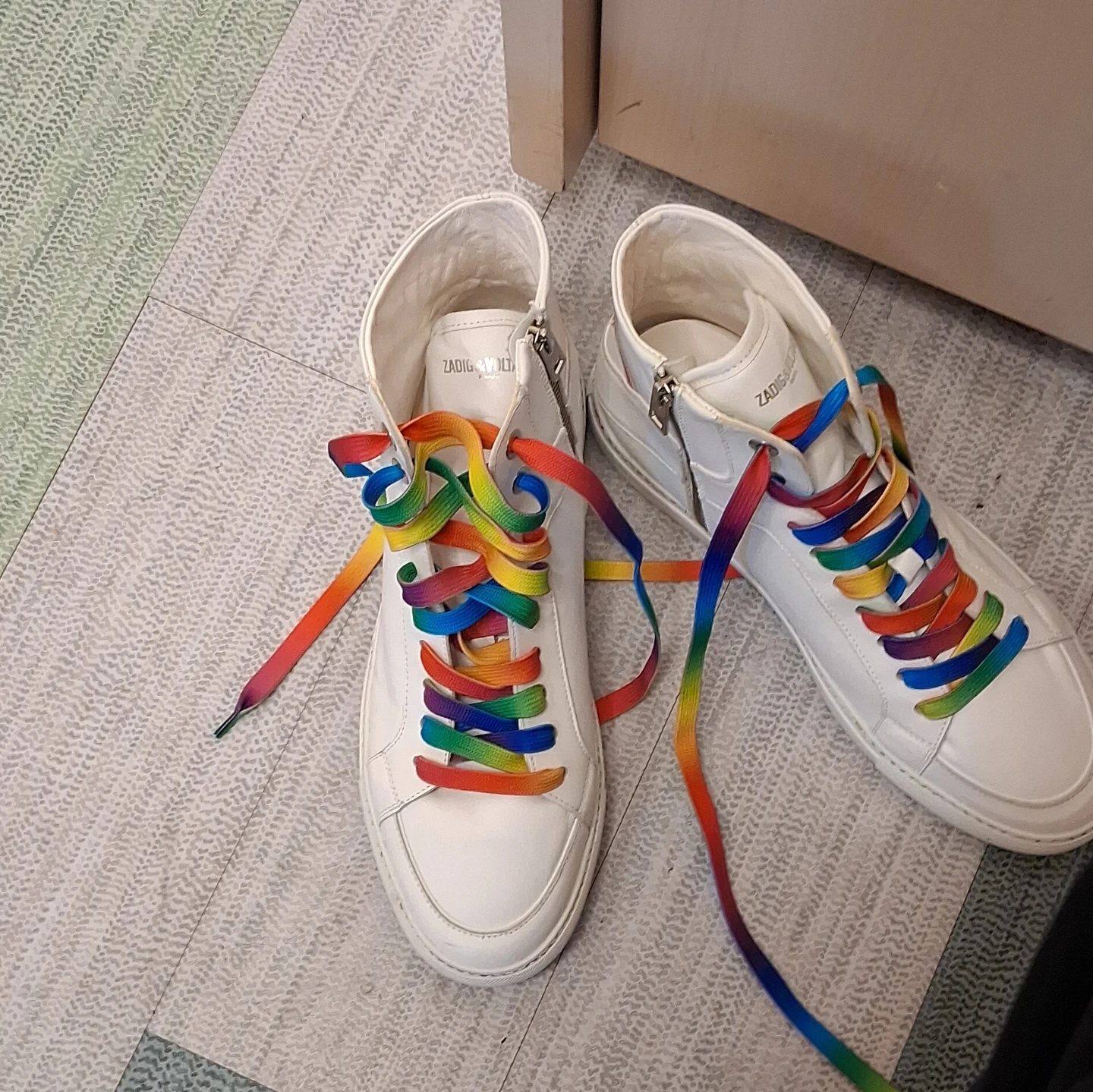 Zadig & Voltaire White High-Top Sneakers Rainbow Laces - photo 4