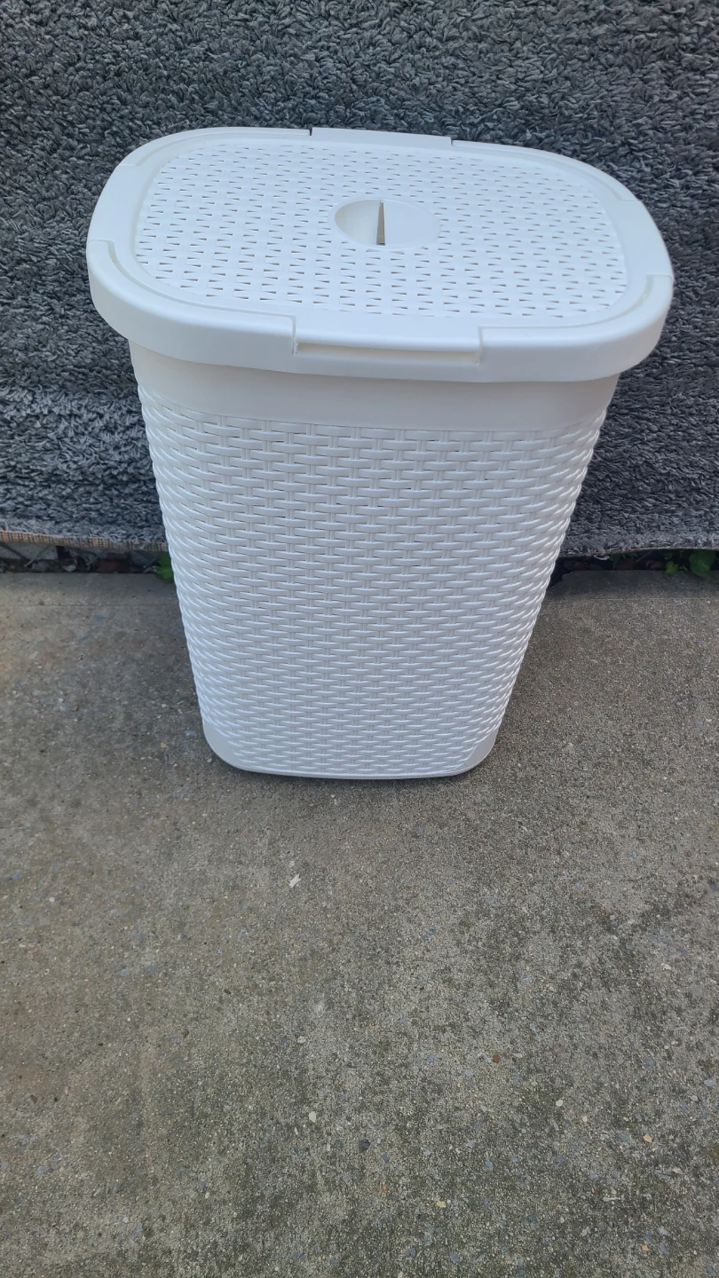 White Laundry Hamper with Lid - photo 2