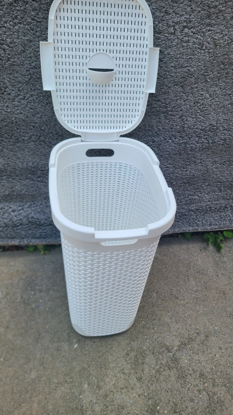 White Laundry Hamper with Lid - photo 4