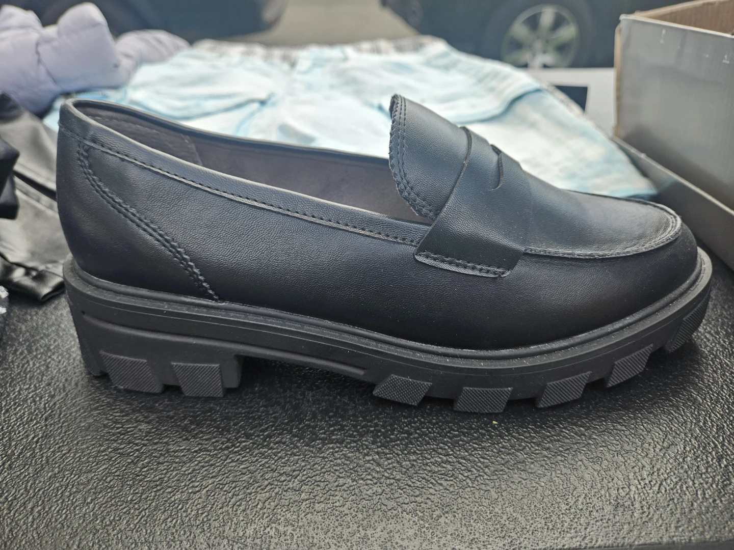 Crown Vintage Black Lug Sole Penny Loafers - photo 2