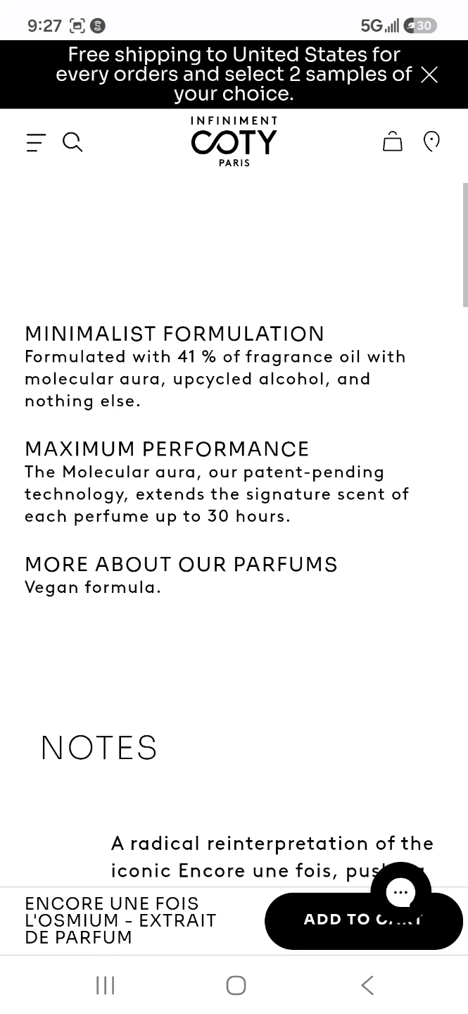 Coty Encore Une Fois L'Osmium Perfume Sample - photo 3