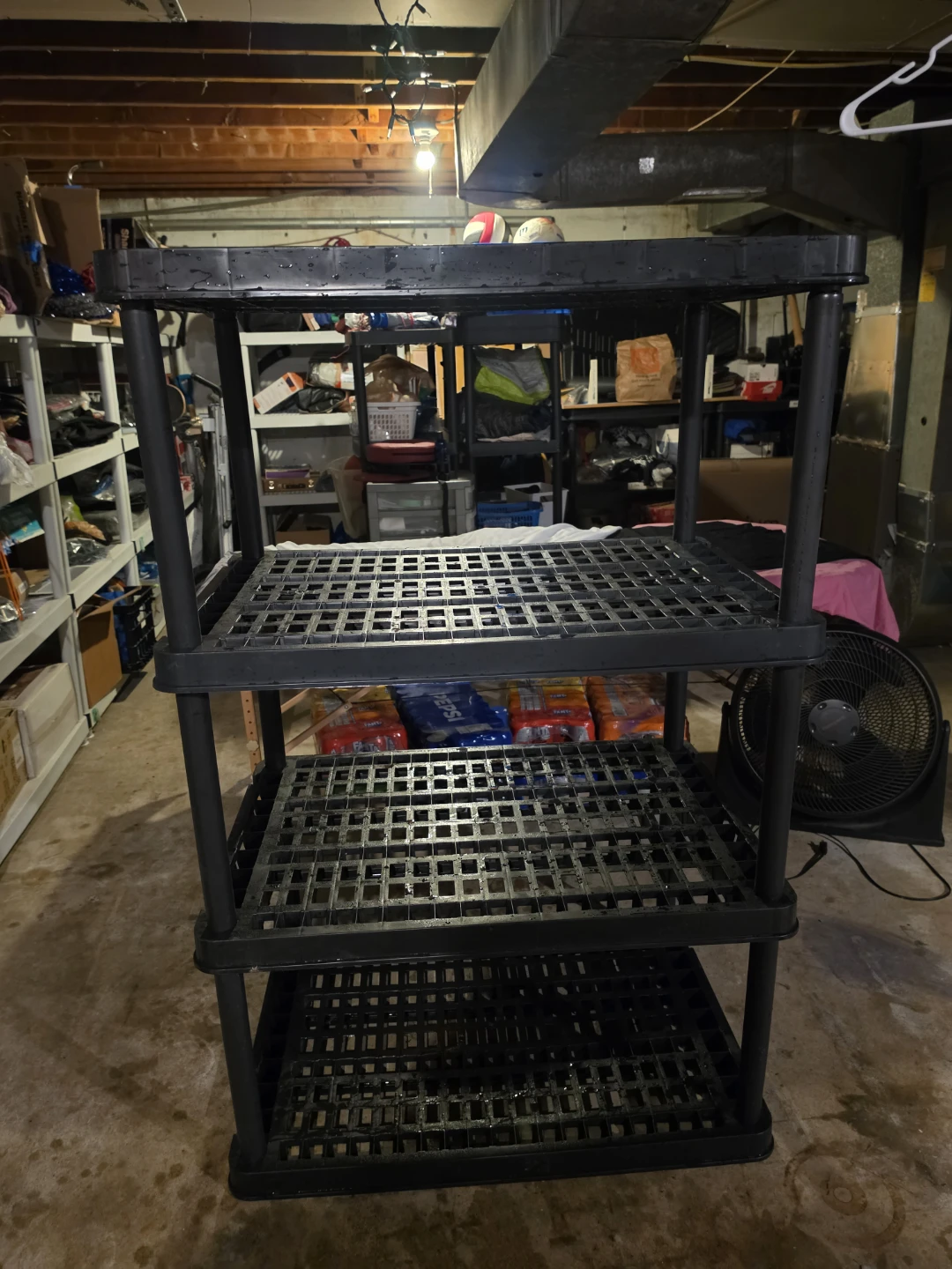 Black 4-Tier Plastic Shelving Unit