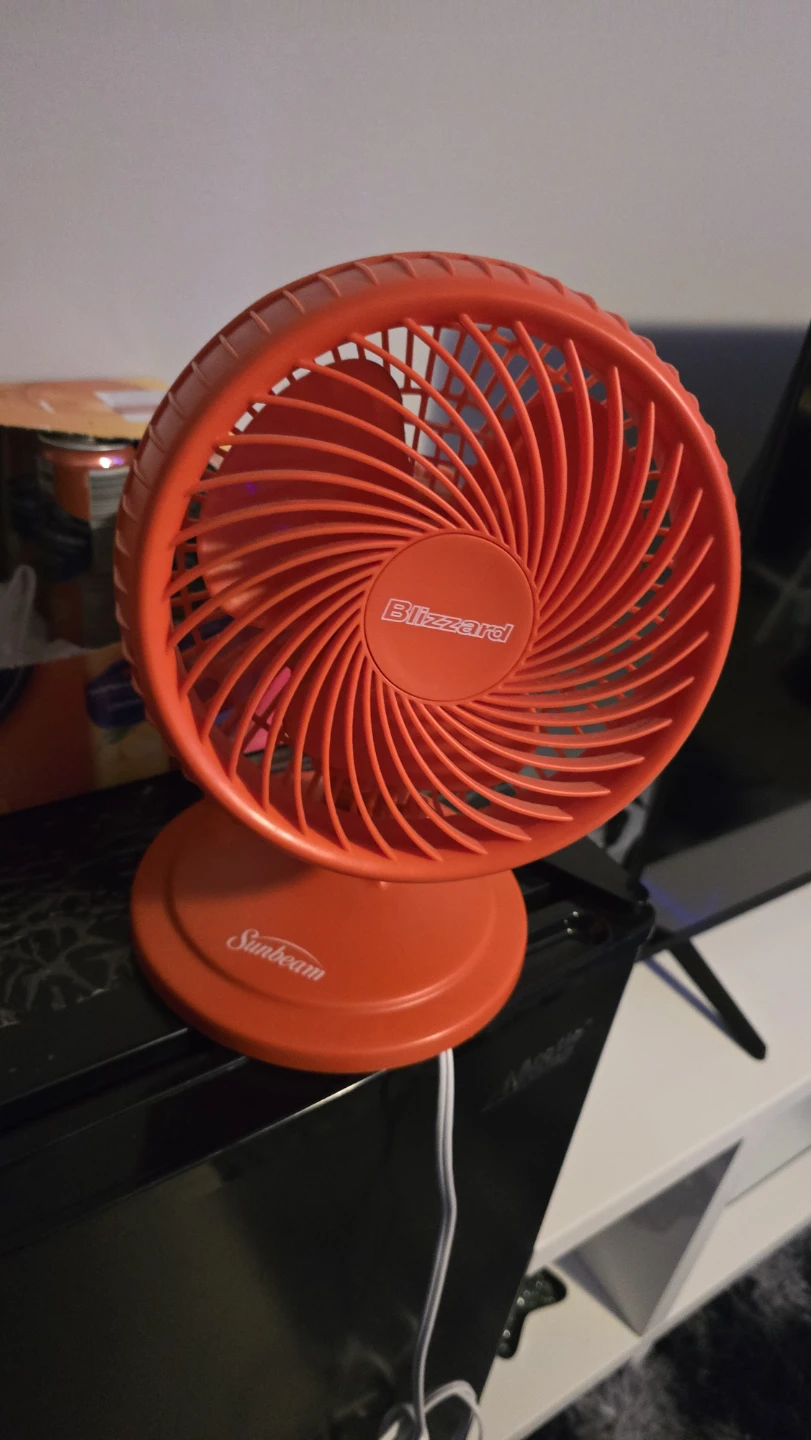 Sunbeam Blizzard Orange Desk Fan