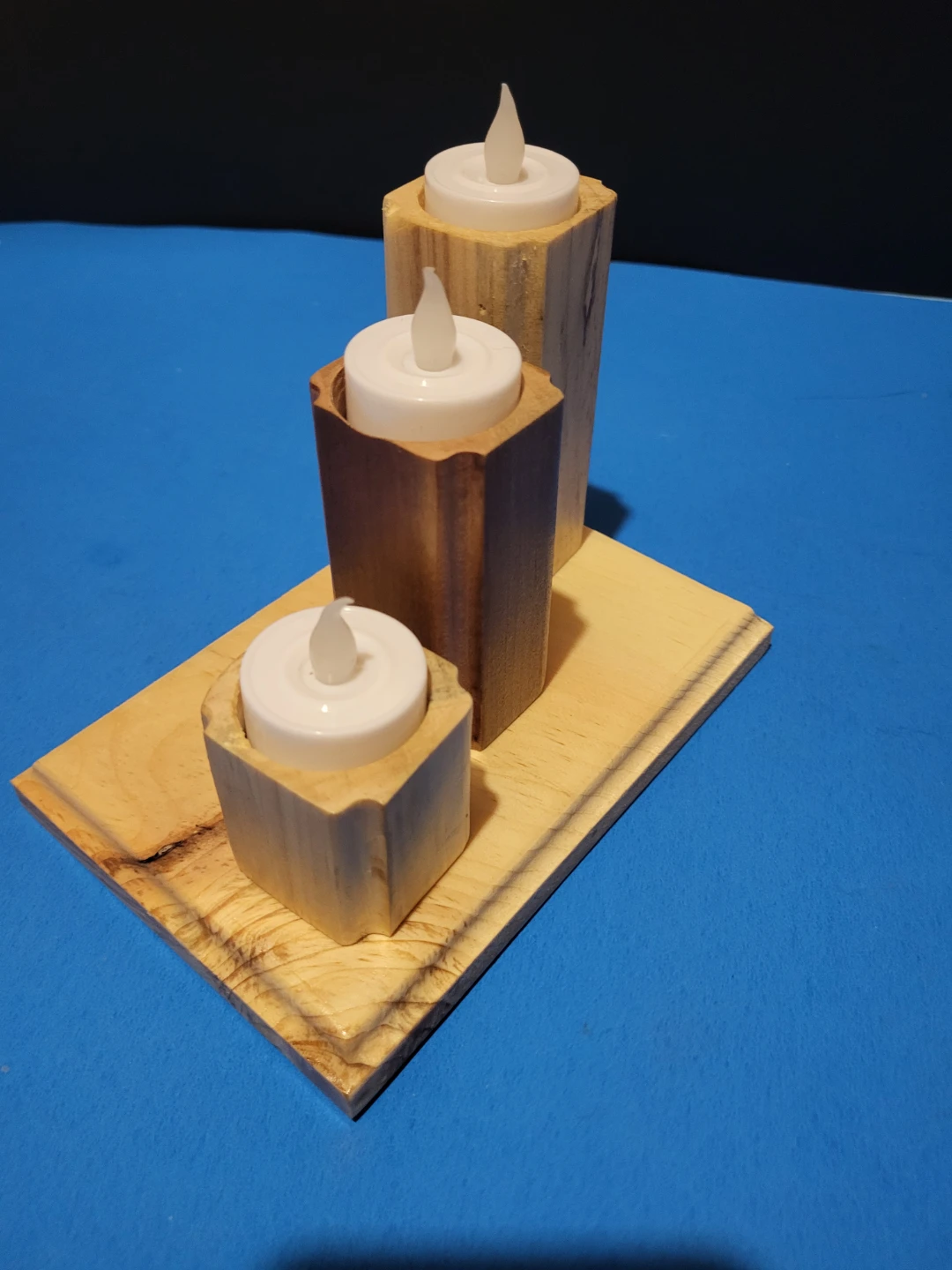 Wooden 3-Tier LED Candle Holder - photo 3