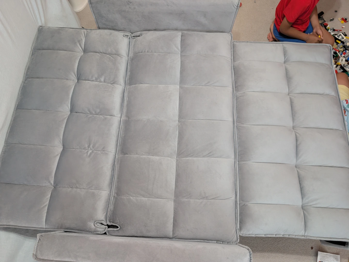 Grey Velvet Futon Sofa Bed - photo 3