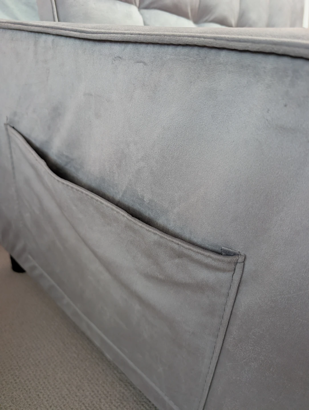 Grey Velvet Futon Sofa Bed - photo 4