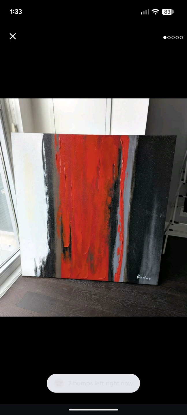 Abstract Painting - Red, Black, White