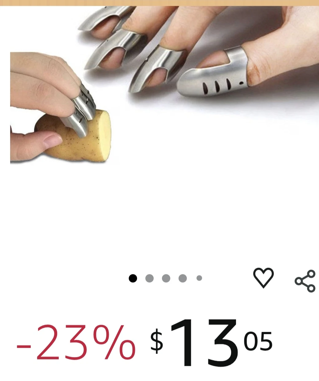 set of 4 Metal Finger Guards for Cooking - photo 4