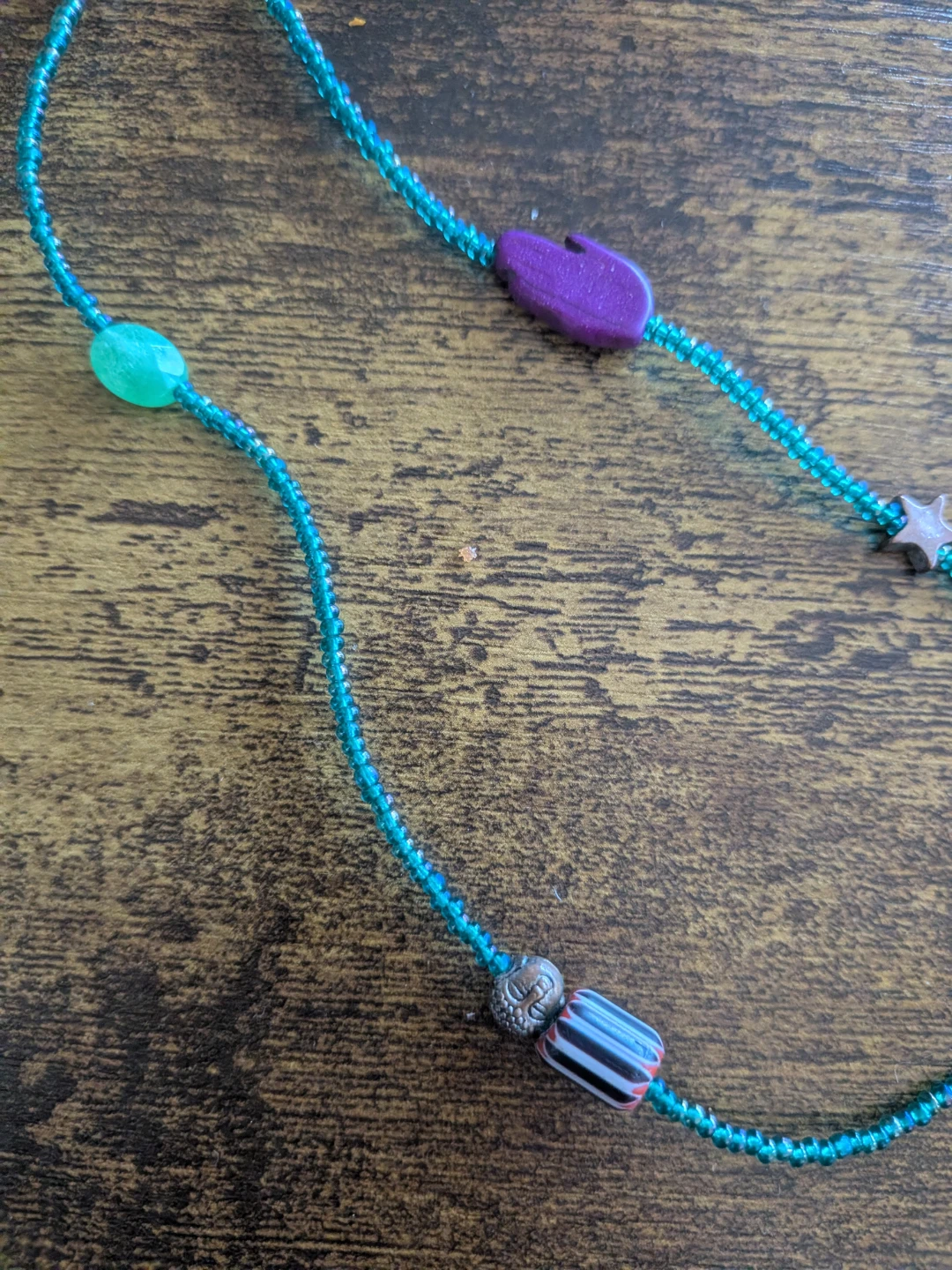 Turquoise Beaded Necklace with Charms - photo 4