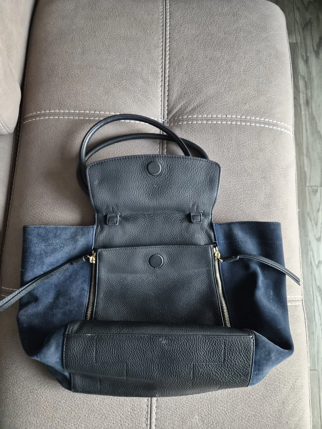 Tory Burch Black Leather & Suede Tote Bag - photo 2