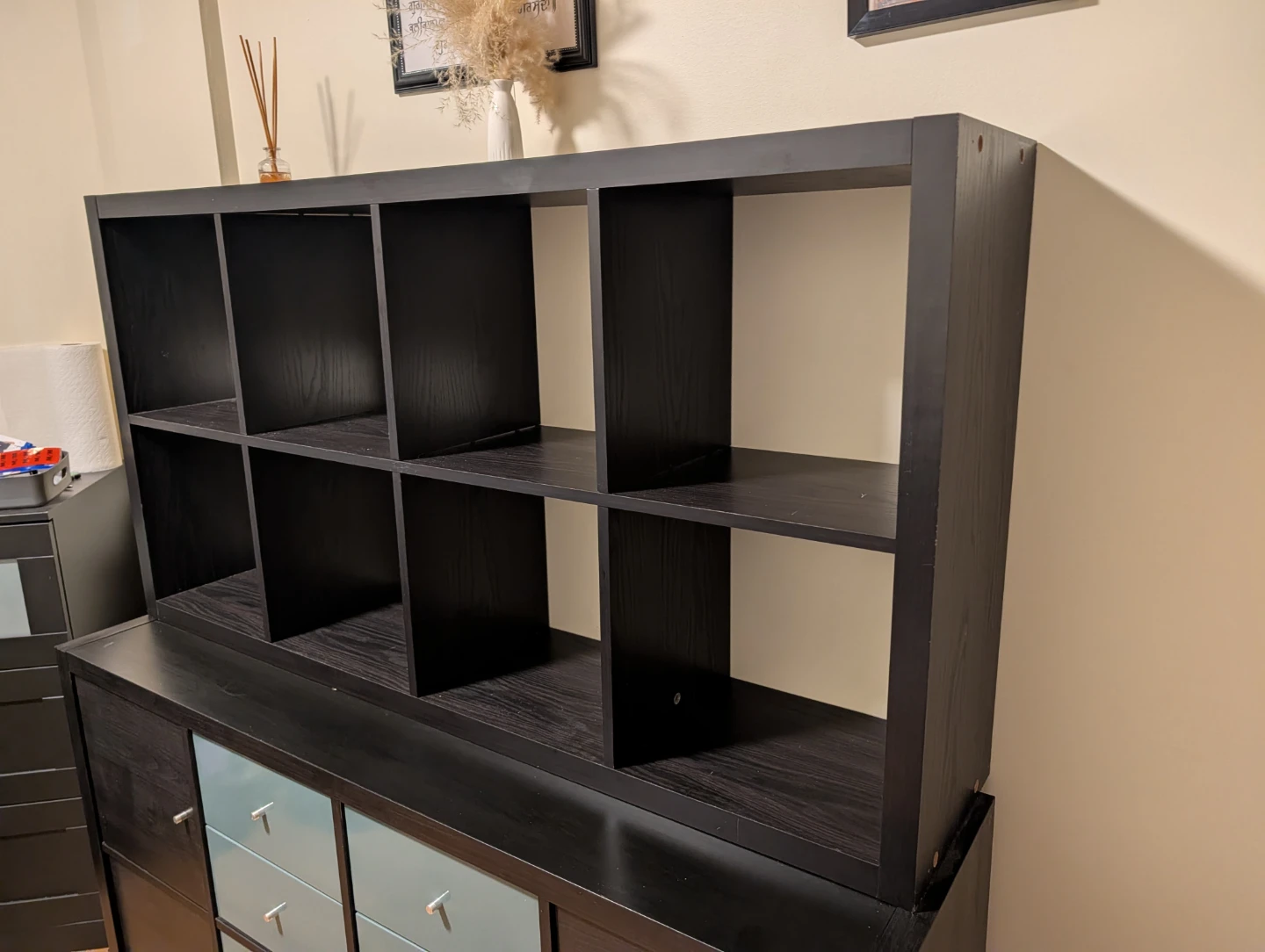 IKEA KALLAX 8-cube shelf unit black-brown