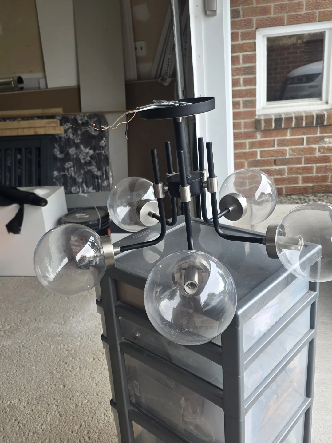 Black 5-Light Chandelier with Glass Globes