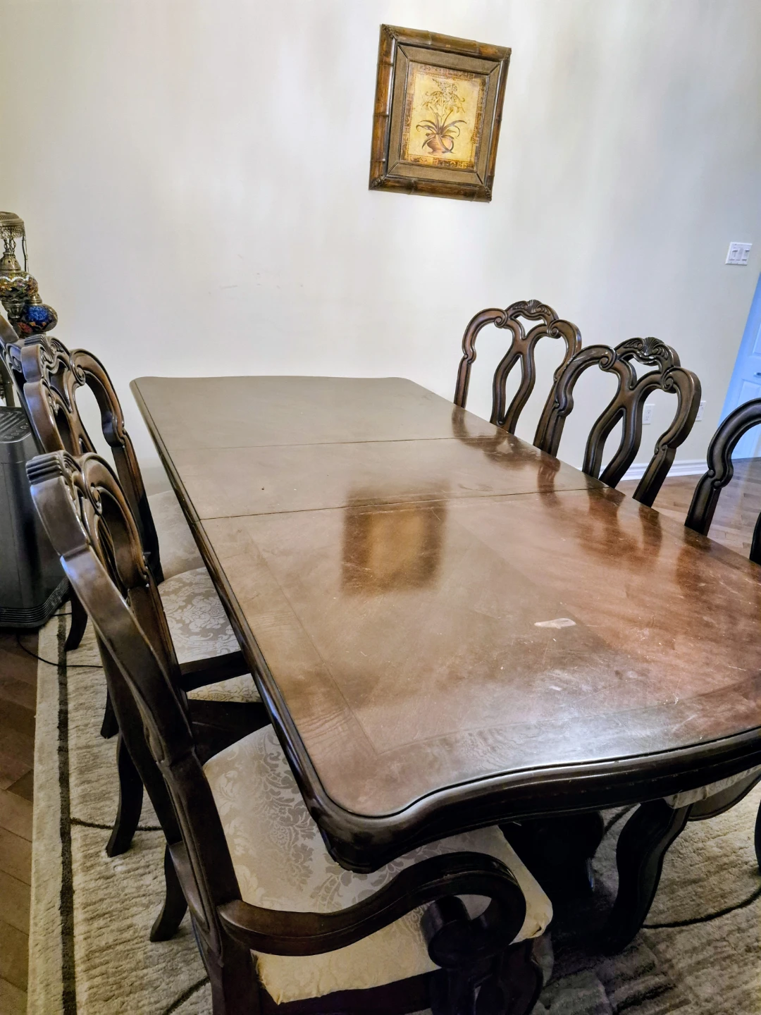 Solid Wood Dining Table Set + Hutch / China Cabinet - 8 Chairs - photo 5