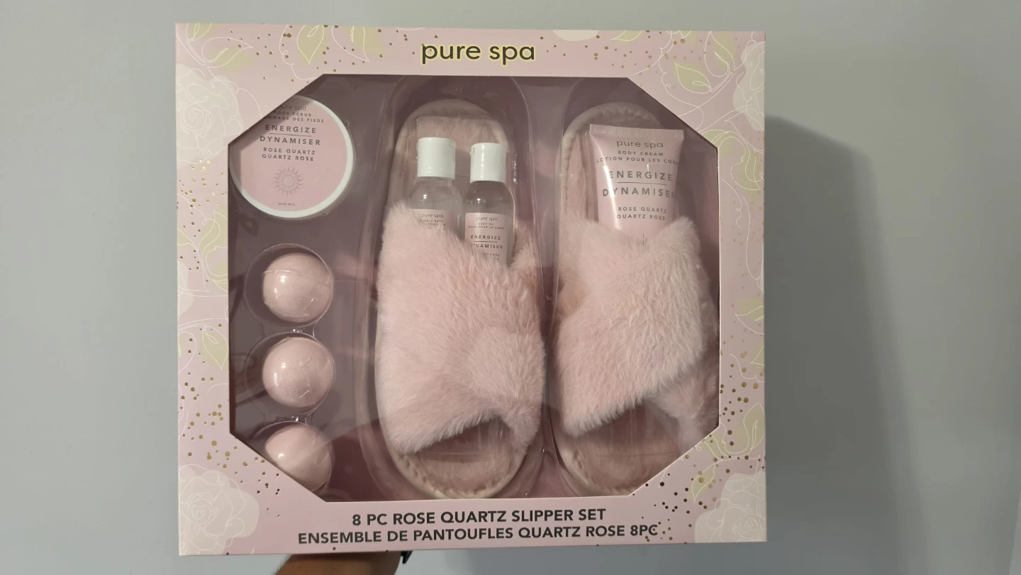 Pure Spa 8 PC Rose Quartz Slipper gift  Set New