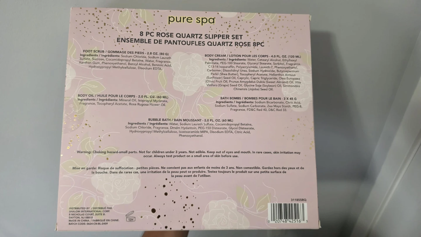 Pure Spa 8 PC Rose Quartz Slipper gift  Set New - photo 2