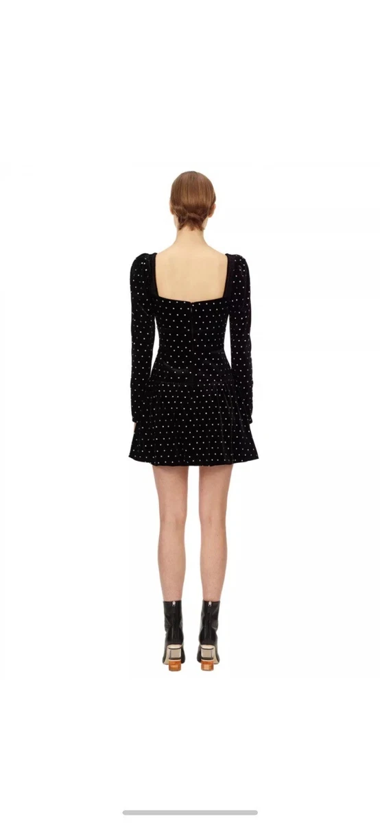Self-Portrait Diamante Stud Black Velvet Mini Dress - photo 3