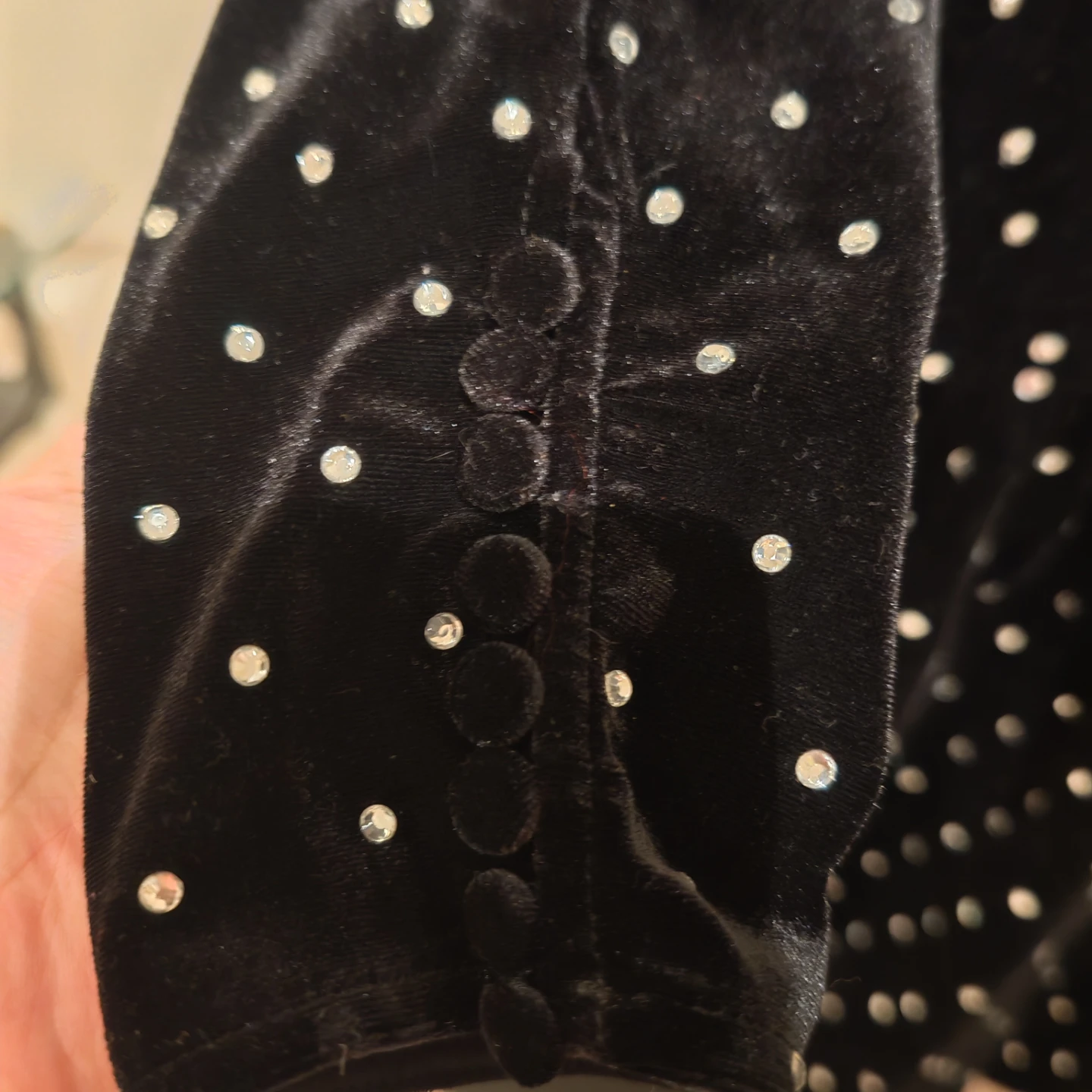 Self-Portrait Diamante Stud Black Velvet Mini Dress - photo 5