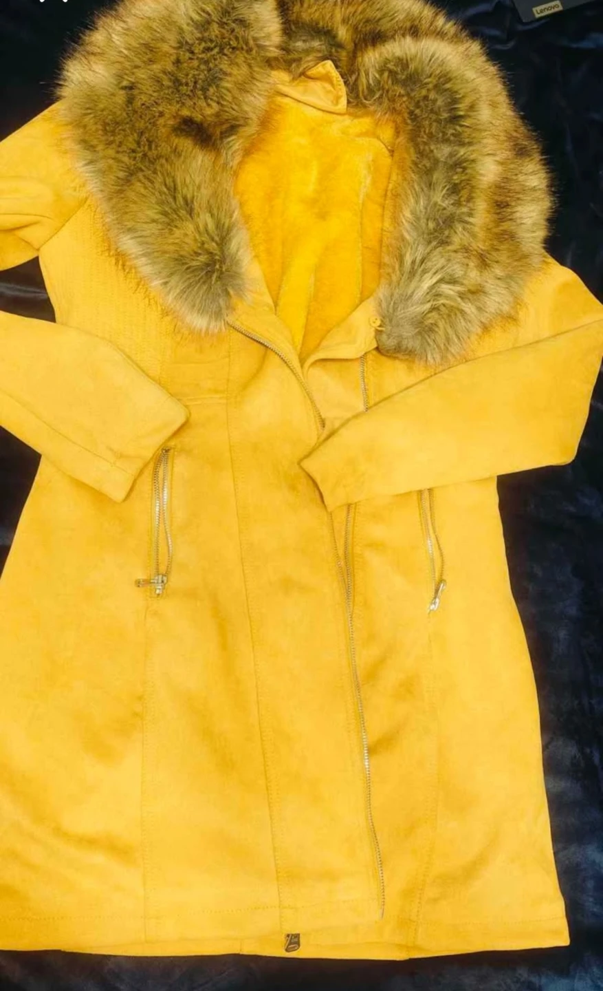 Yellow Faux Suede Coat