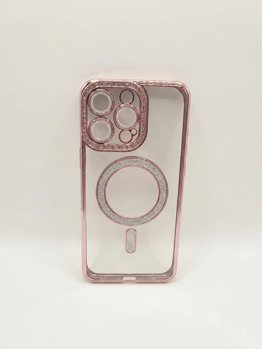 Clear/Pink Glitter Magnetic Ring, IPhone 16Pro Max