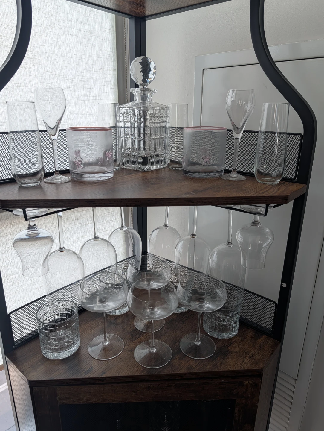 Corner Bar Cabinet with Drinkware and Bar Tools - photo 2