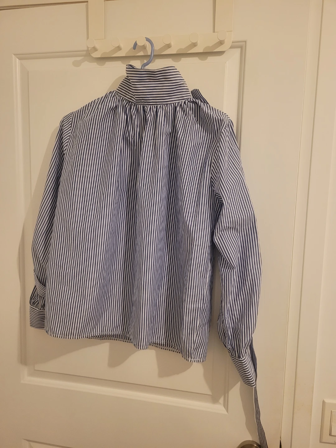 Blue and White Striped Blouse