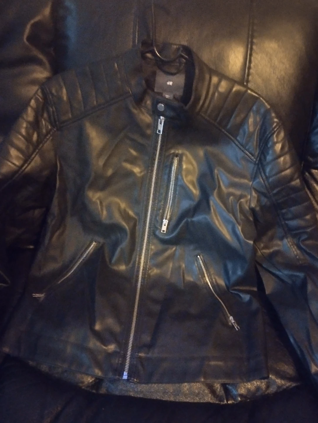 H&M Black Faux Leather Biker Jacket - photo 3